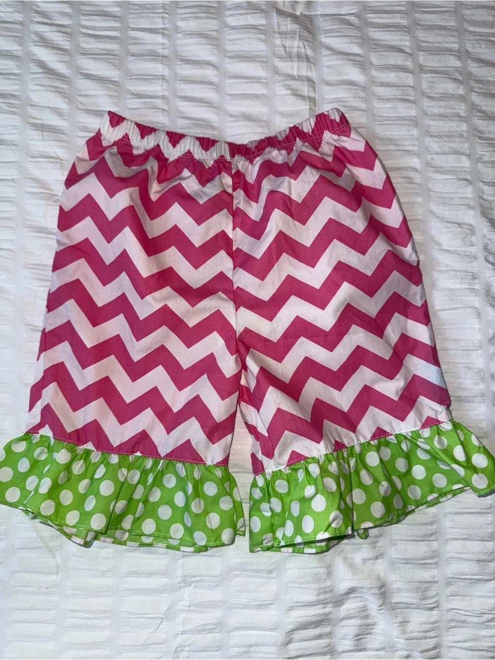 Max & Lulu Girls Pink Polka Dot & Chevron Ruffle Pants 2 Pair Size 6 - Picture 2 of 7